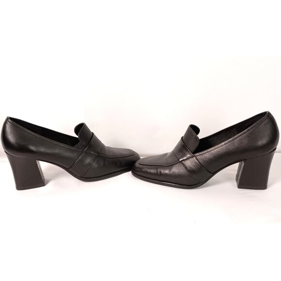 Mootsies Tootsies Gutsy Black Leather Block Heel Shoes Women 10 - Picture 7 of 12